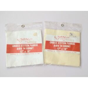 Needle Magic Cross Stitch Fabric 100% Cotton 14ct AIDA 12x18" White & Ivory Set